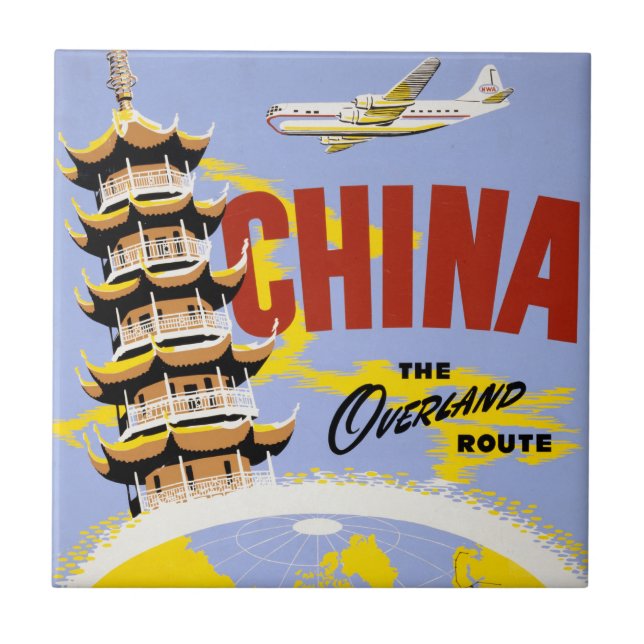 Azulejo Afiche De Viajes Para Northwest Orient Airlines (Frente)