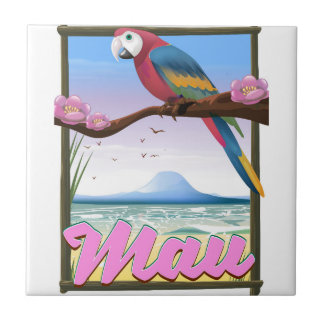 Azulejo Afiche de viajes tropicales del loro de Hawái Maui