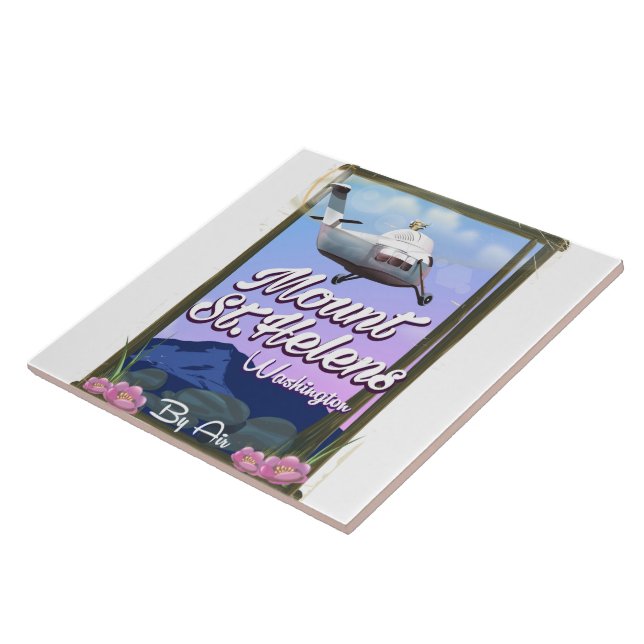 Azulejo Afiche del Monte St. Helens Washington Travel (Lado)