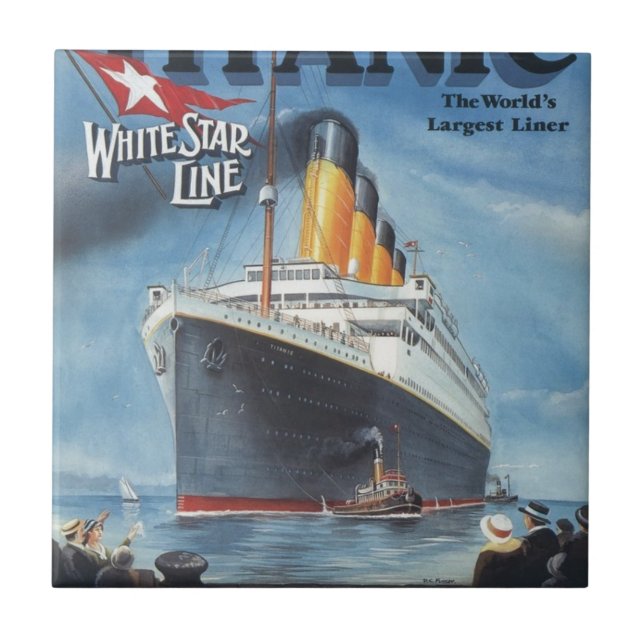 Azulejo Afiche original titánico vintage de 1912 (Frente)