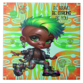 Azulejo Afropunk Be Brave Ceramic Tile