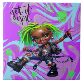 Azulejo Afropunk Get It Chica Ceramic Tile
