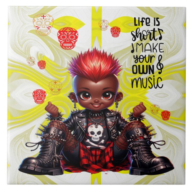Azulejo Afropunk Make Music Ceramic Tile (Frente)