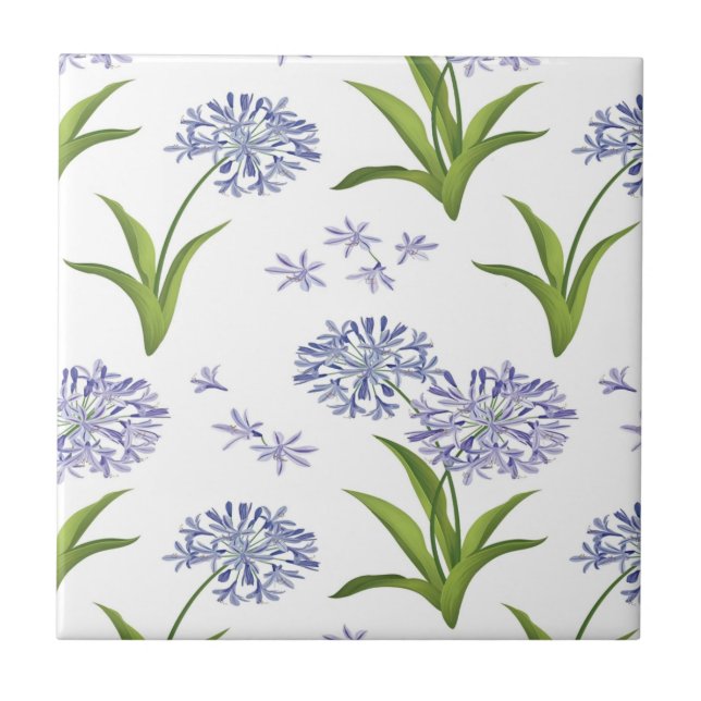 Azulejo agapanthus flores de liebre africanas patrón sin f (Frente)