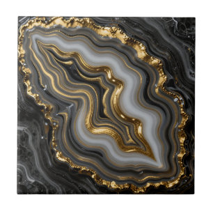 Azulejo Ágata Geoda de Mármol de Lujo de Oro Negro