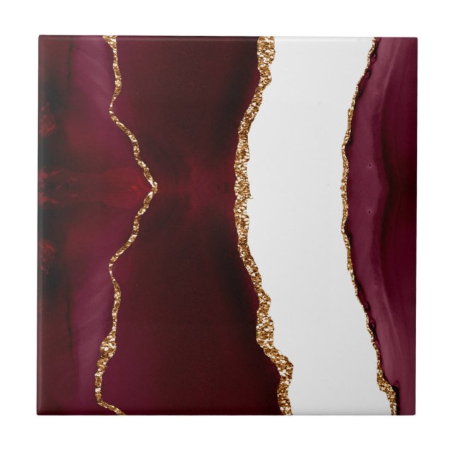Azulejo ágata vino tinto y oro (Frente)