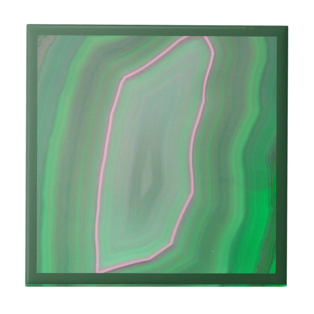 Azulejo Agate Green Slice con barrido pulido (Frente)