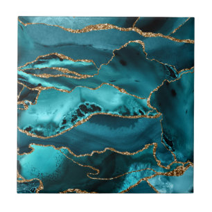 Azulejo Agate Purpurina azul y oro
