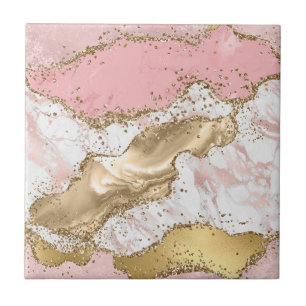 Azulejo Agate Rosa Purpurina de mármol de oro