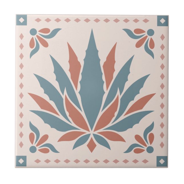 Azulejo Agave - Southwest Folk Pattern (Frente)