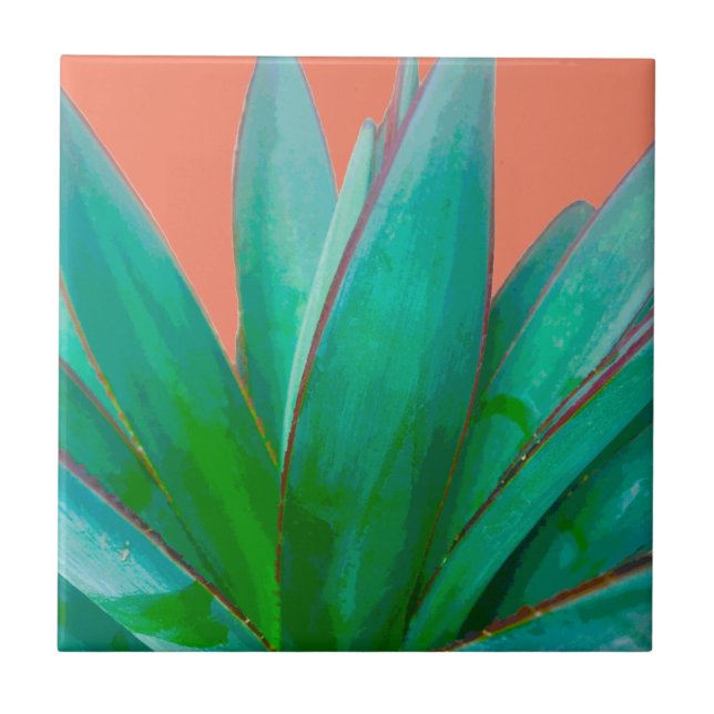 Azulejo Agave verde botánico del desierto al suroeste (Frente)