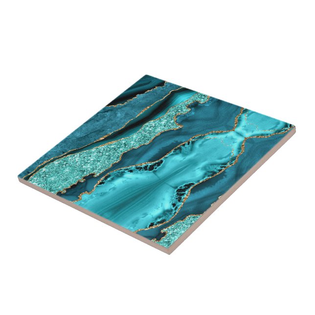 Azulejo Agitar Verde azulado Blue Gold Marble Turquesa Cer (Lado)