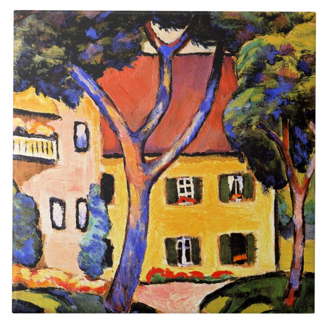 Azulejo Agosto Arte Macke, Casa en un Paisaje (Frente)