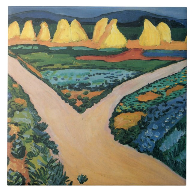 Azulejo Agosto Pintura de Macke, Campos vegetales (Frente)