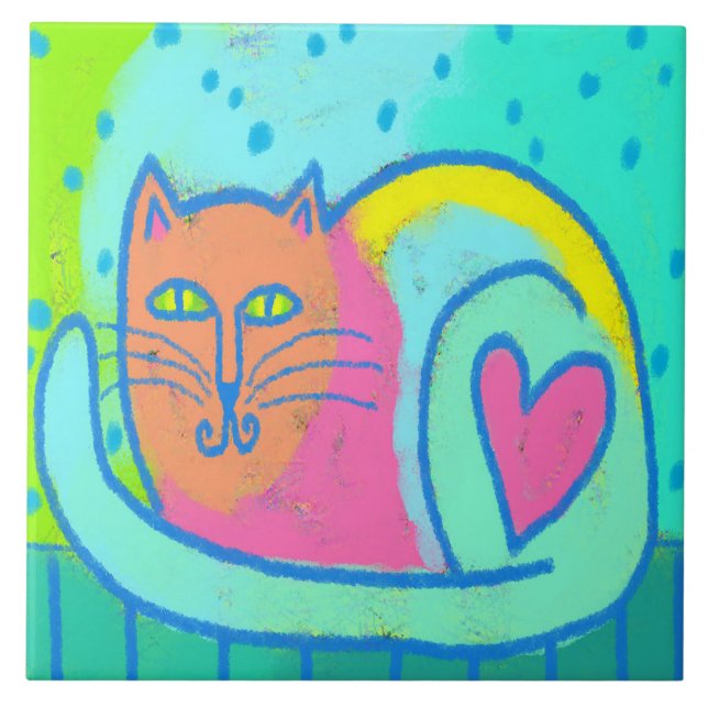 Azulejo Agradable arte abstracto de Kitty (Frente)