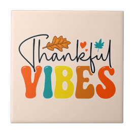 Azulejo Agradecimientos a Vibes caen en otoño Acción de Gr