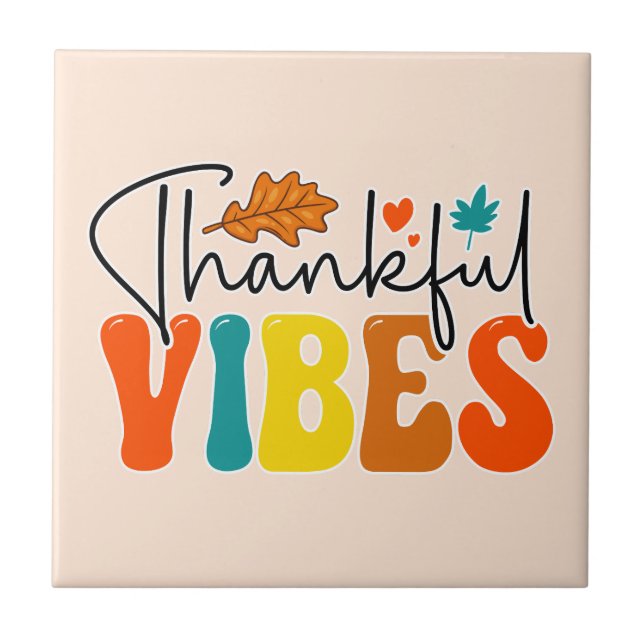 Azulejo Agradecimientos a Vibes caen en otoño Acción de Gr (Frente)