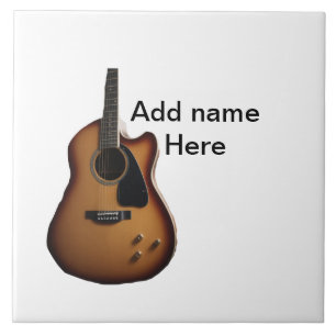 Azulejo Agrega tu nombre texto guitarra acústica marrón ed