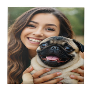 Azulejo Agregar foto de pug personalizar