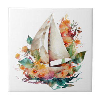 Azulejo Agua Barcos de vela Tile Cerámico