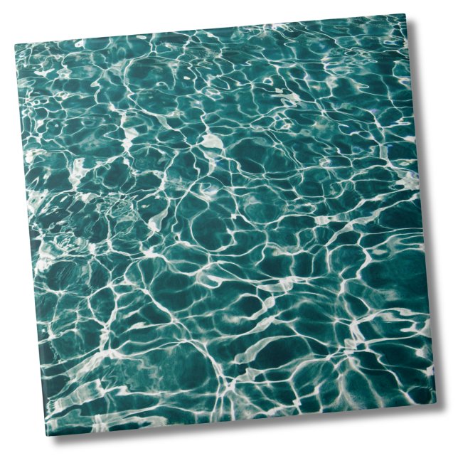 Azulejo Agua de la piscina azul (Peaceful Summer Aqua Blue Swimming Pool Water Ceramic Tile)