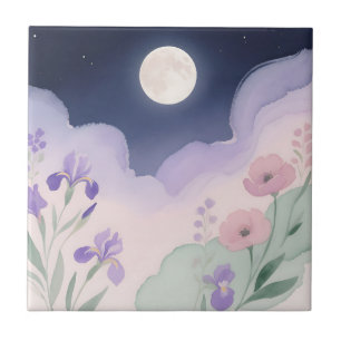 Azulejo Agua de Luna Llena Iris Floral Nocturna