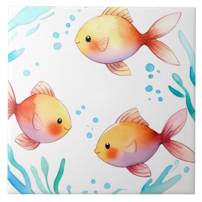 Azulejo Agua de pescado de oro puro Océano Náutico (Frente)