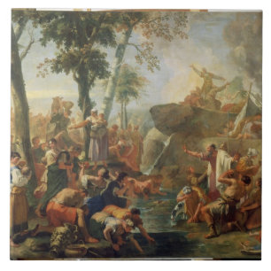 Azulejo Agua del dibujo de Moses de la roca (aceite en