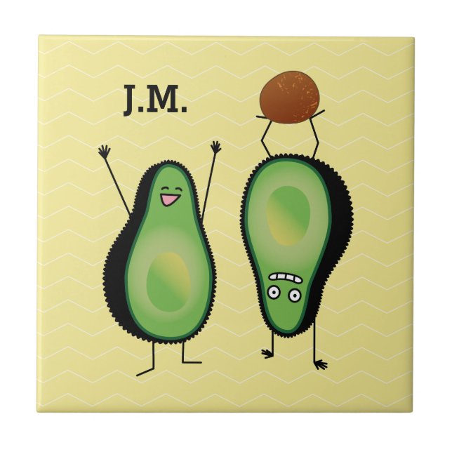 Azulejo Aguacate divertido aguacero verde (Frente)