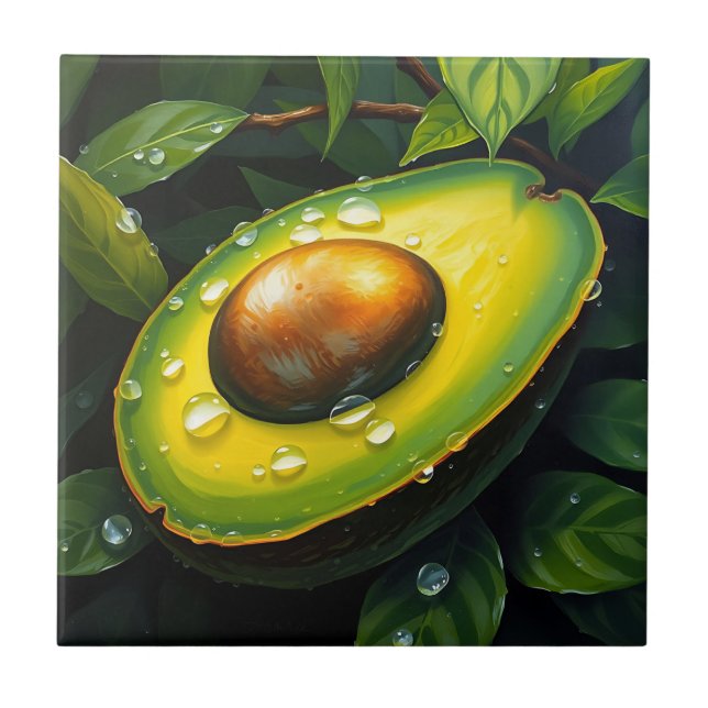 Azulejo Aguacate orgánico de la corona con gotas (Frente)