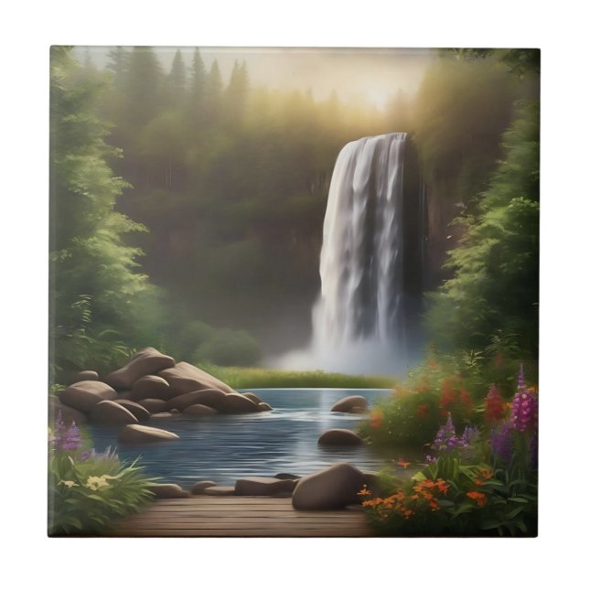 Azulejo Aguas en cascada: un escape sereno (Frente)