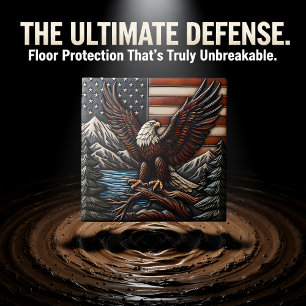 Azulejo Águila calva con bandera estadounidense y montañas