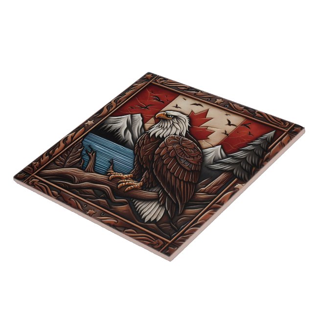 Azulejo Águila majestuosa frente al paisaje canadiense (Lado)