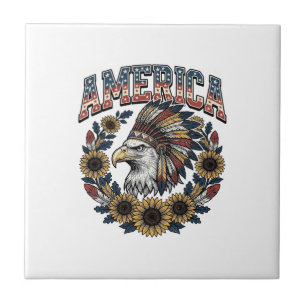 Azulejo Águila Patriótica América Girasol Vintage