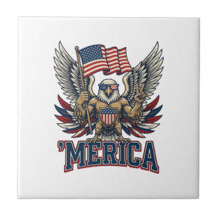 Azulejo Águila Patriótica Merica Camiseta Diseño Vector Vi