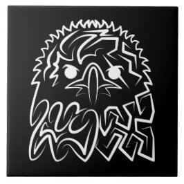 Azulejo Águila Tribal Negra y Blanca