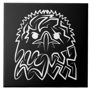 Azulejo Águila Tribal Negra y Blanca
