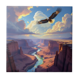 Azulejo Águila volando sobre un cañón