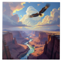 Águila volando sobre un cañón