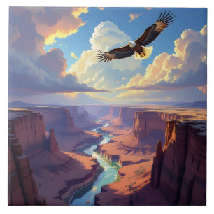 Azulejo Águila volando sobre un cañón