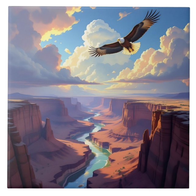 Azulejo Águila volando sobre un cañón (Frente)