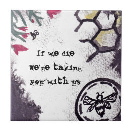 Azulejo Ahorre el arte del watercolour de las abejas y