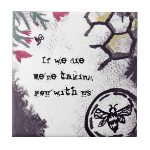 Azulejo Ahorre el arte del watercolour de las abejas y