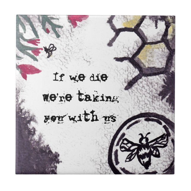 Azulejo Ahorre el arte del watercolour de las abejas y (Frente)