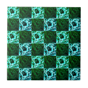 Azulejo Ajedrez azul verde y cielo o cian, con rectángulo