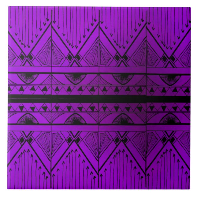 Azulejo Ajuste negro púrpura de la lavanda del diseño del (Frente)