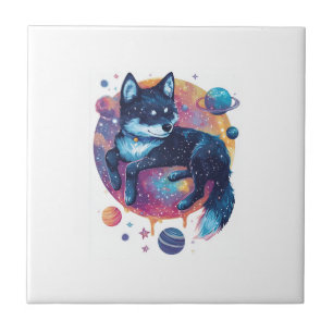 Azulejo Akita Astral - Perro Espacial Cósmico