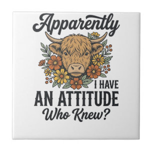 Azulejo Al parecer tengo una actitud camiseta de vaca de l