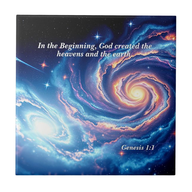 Azulejo Al principio, Dios y el Verso de la Creación (Frente)