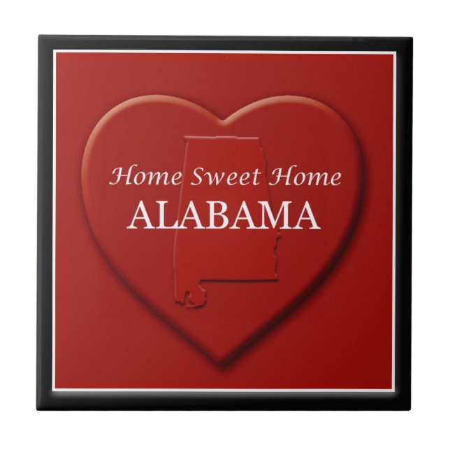 Azulejo Alabama Hogar Sweet Home Heart Map Tile (Frente)